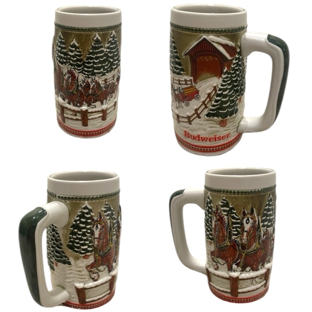 One Budweiser 1984 Covered Bridge Christmas Stein CS62 5th Ceramarte collectible
